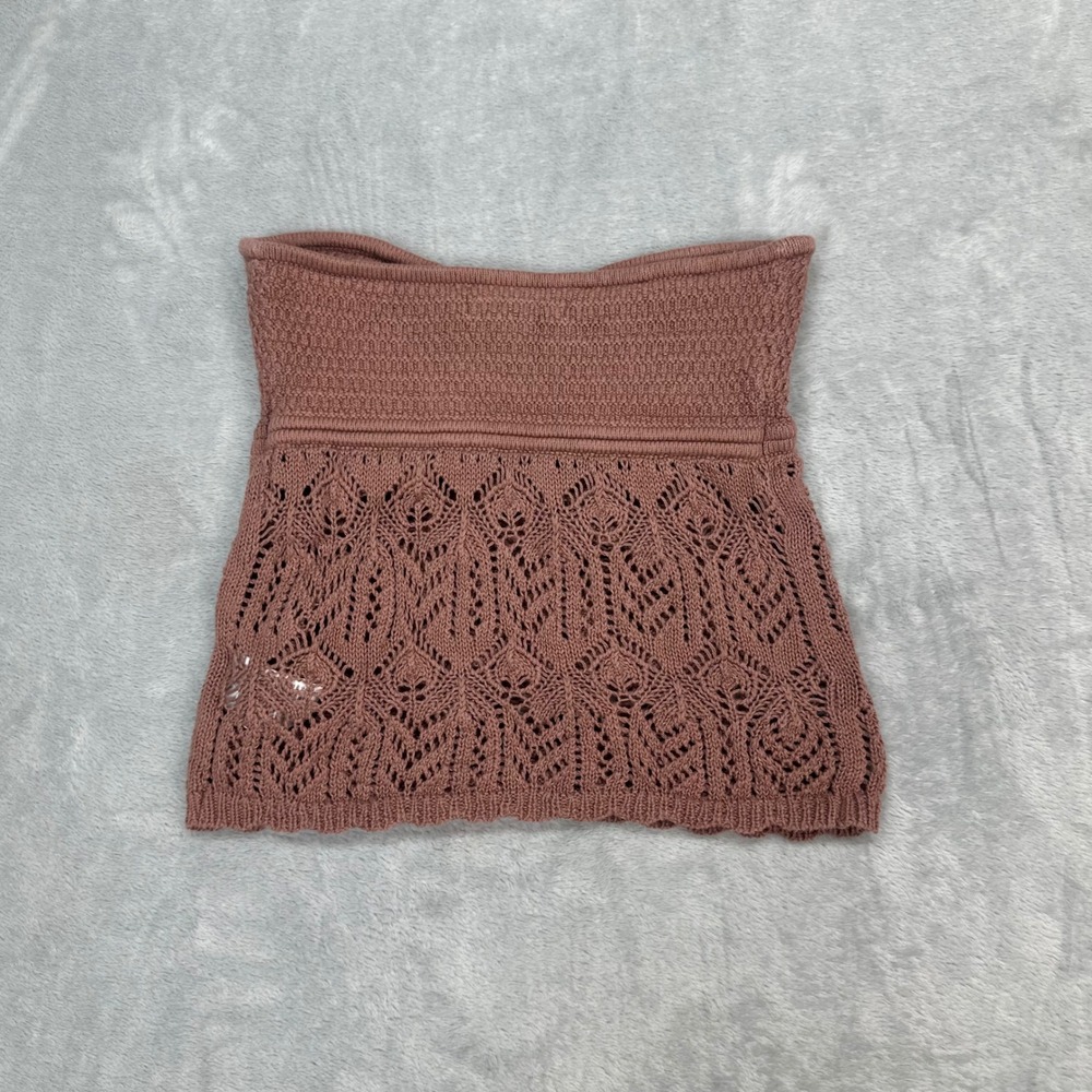 American Eagle Mauve Brown Crochet Pointelle Knit Strapless Tube Top XS - Picture 6 of 6